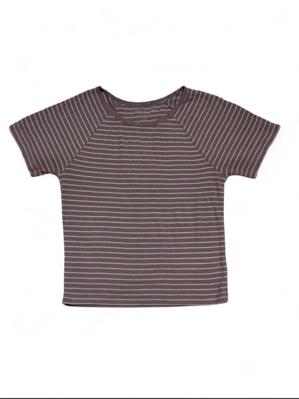 AMERICAN EAGLE- purple & white striped baby tee- Size: S